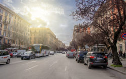 Rome, italy, february 11, 2017: elegant shopping street via Cola di Rienzo in Prati quarter near the Vatican in Rome