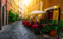 Cozy old street in Trastevere in Rome, Italy